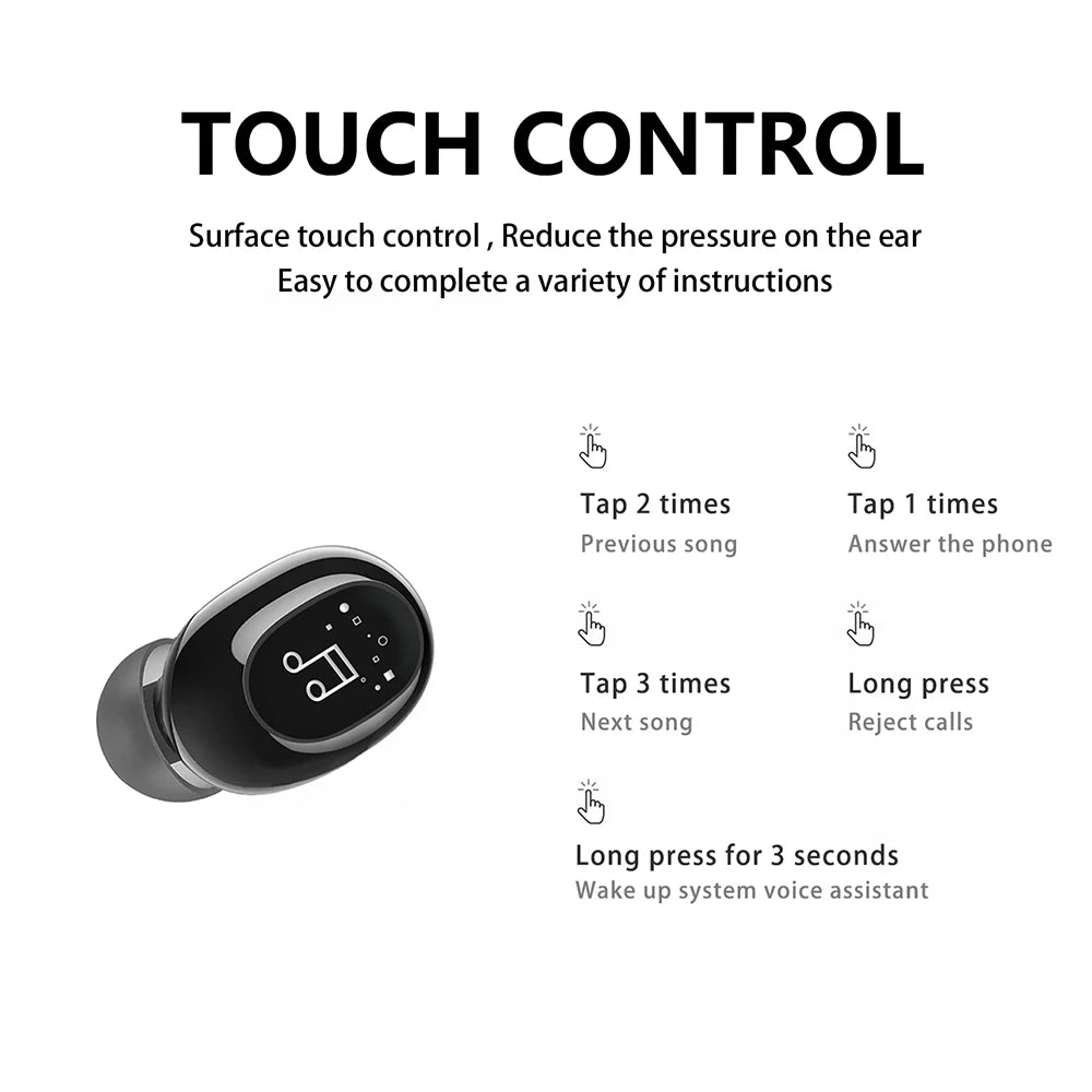 Invisible ture wireless earphone noise cancelling bluetooth