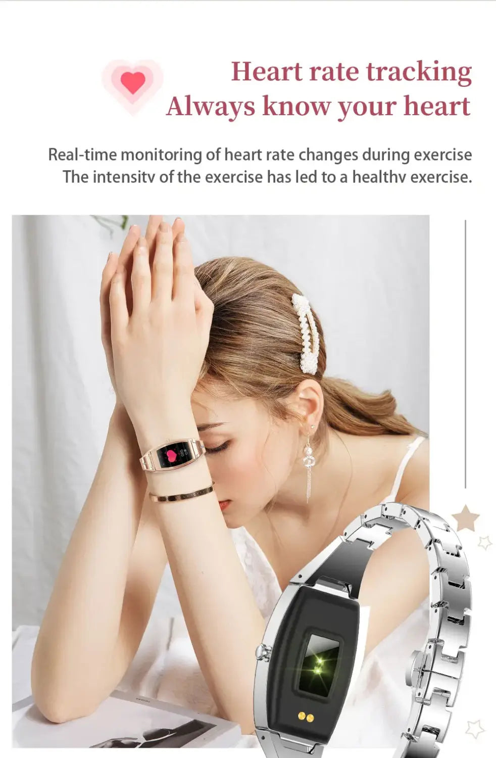 Mk26 montre intelligente femmes filles moniteur de fréquence cardiaque dame