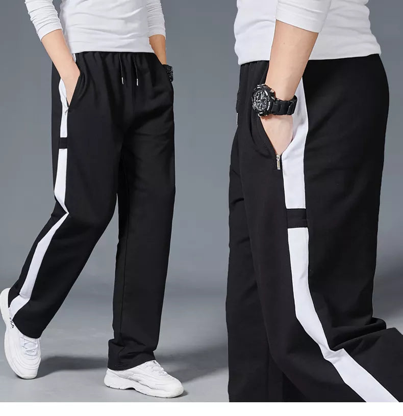 Men loose sport running stripe sweatpant