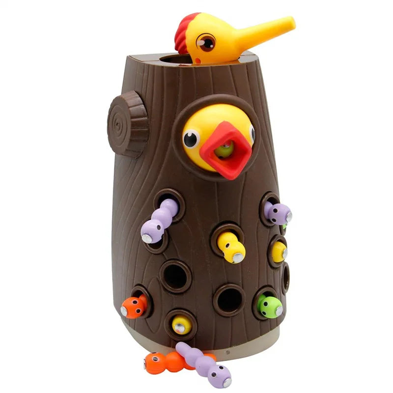 Woodpecker toys fishing and insect catching games