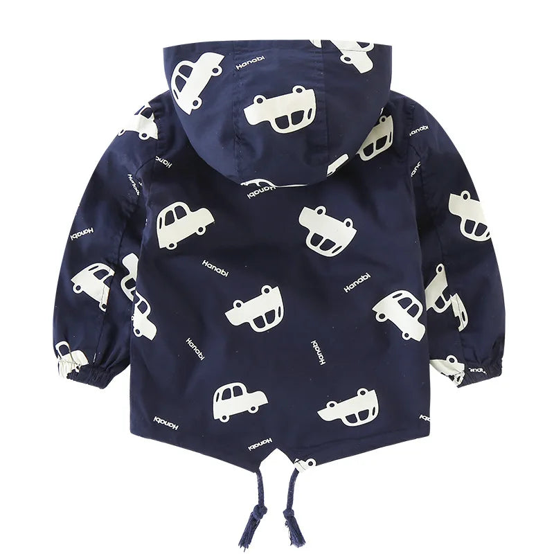 Boys jacket kids thick warm cartoon cars hooded coat