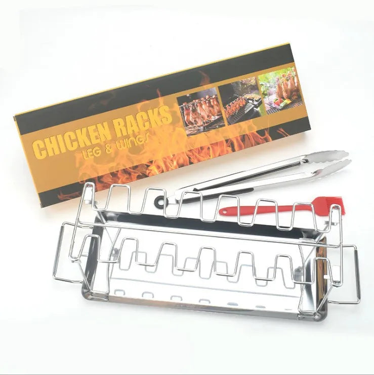 Folding stainless steel grilled chicken leg rack grill bbq