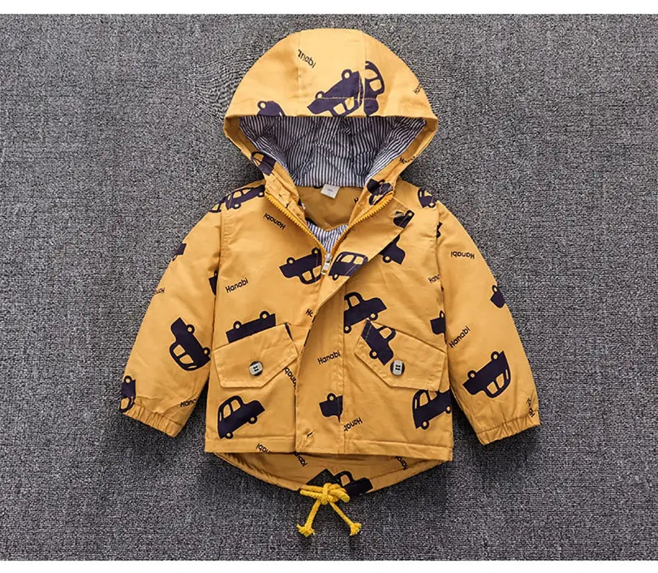 Boys jacket kids thick warm cartoon cars hooded coat