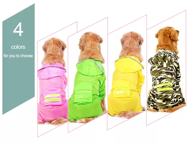 Dog raincoat jumpsuit rain coat for dogs pet cloak labrador