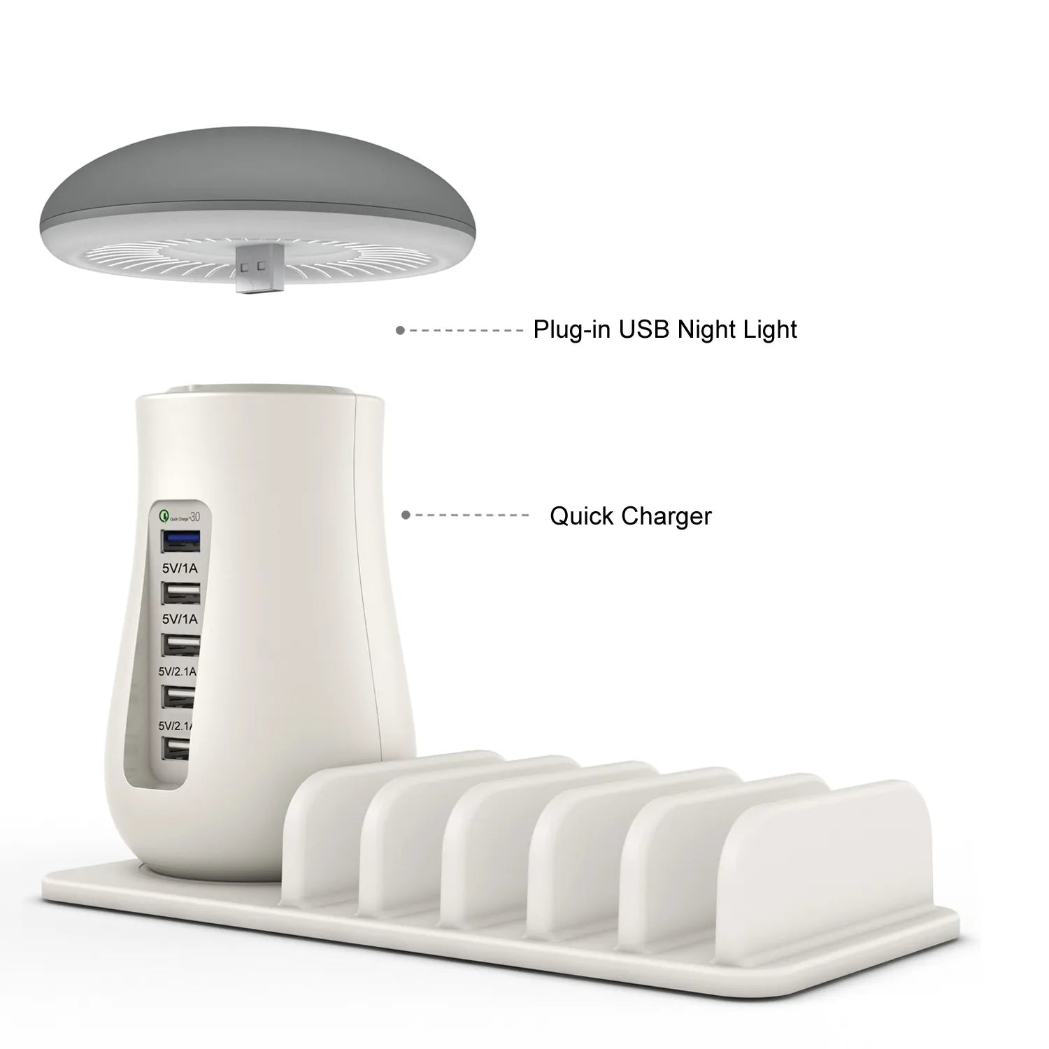 Multi port quick charger 3.0 mushroom lamp qc3.0 charge for