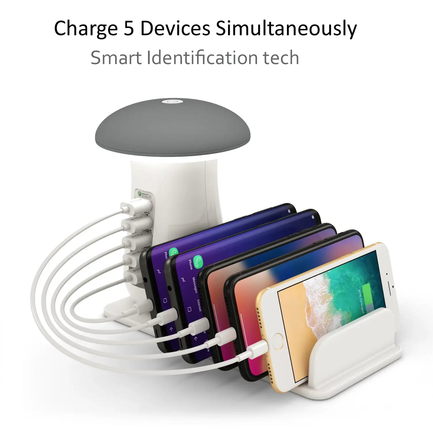 Multi port quick charger 3.0 mushroom lamp qc3.0 charge for