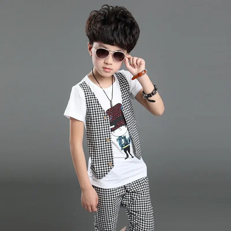 Kids boys false three casual summer children two sets