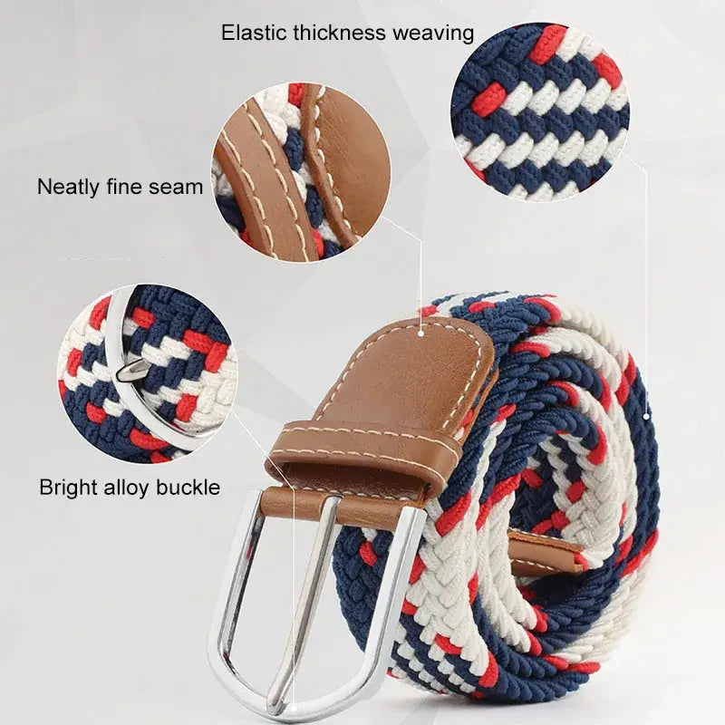 Women belt striped elastic men belt casual fashion jeans