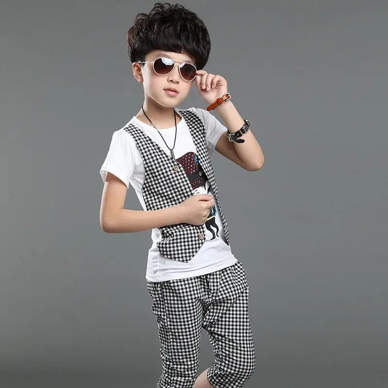 Kids boys false three casual summer children two sets