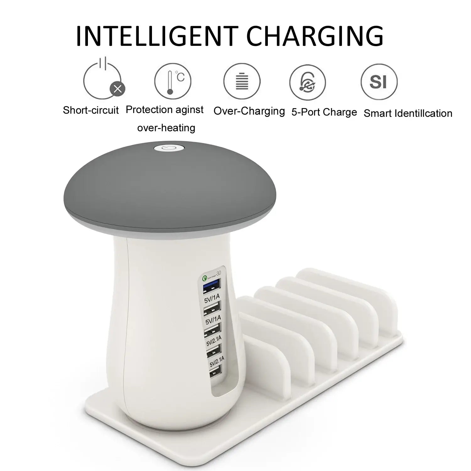 Multi port quick charger 3.0 mushroom lamp qc3.0 charge for