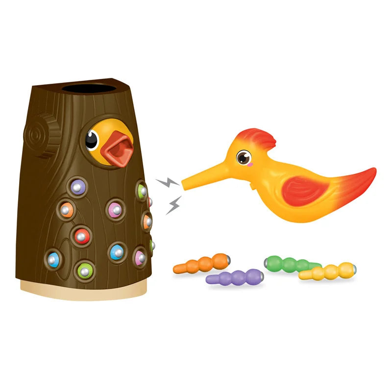 Woodpecker toys fishing and insect catching games