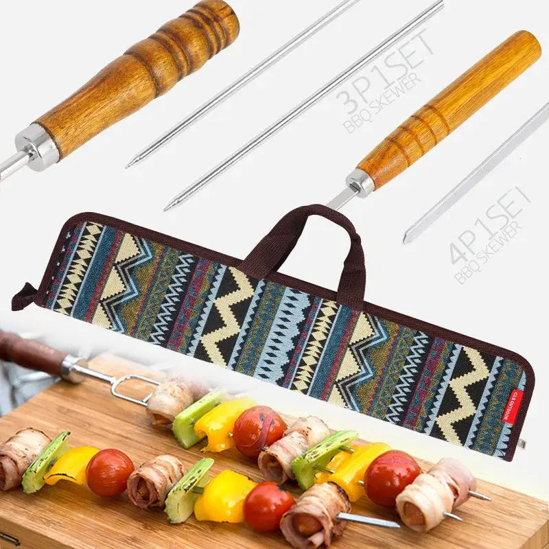 Korean outdoor bbq barbecue needle barbecue fork barbecue