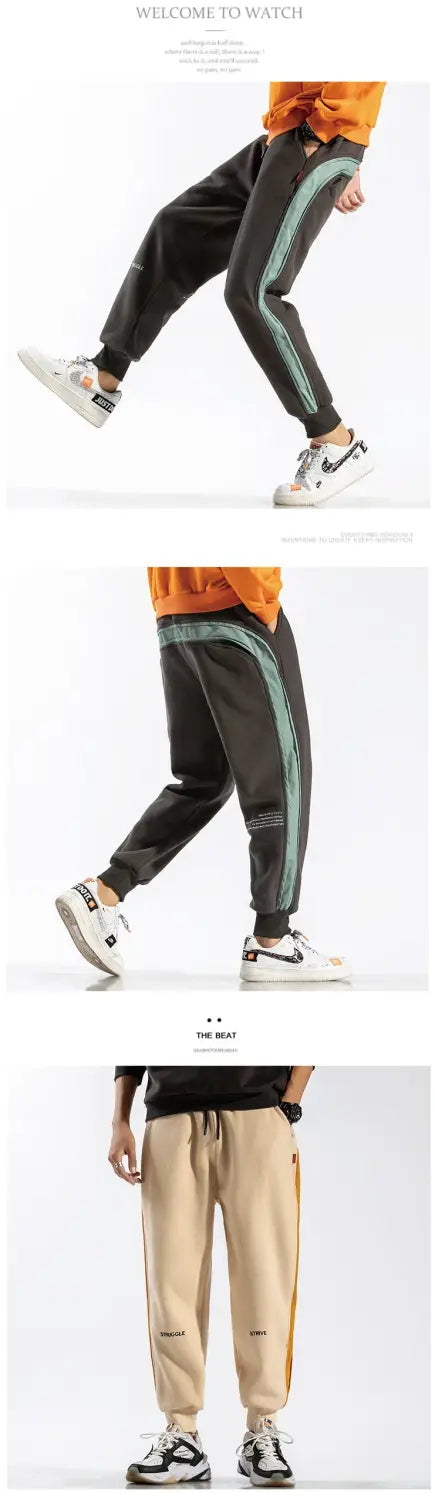 Side striped sweatpants men brand new jogger pants men