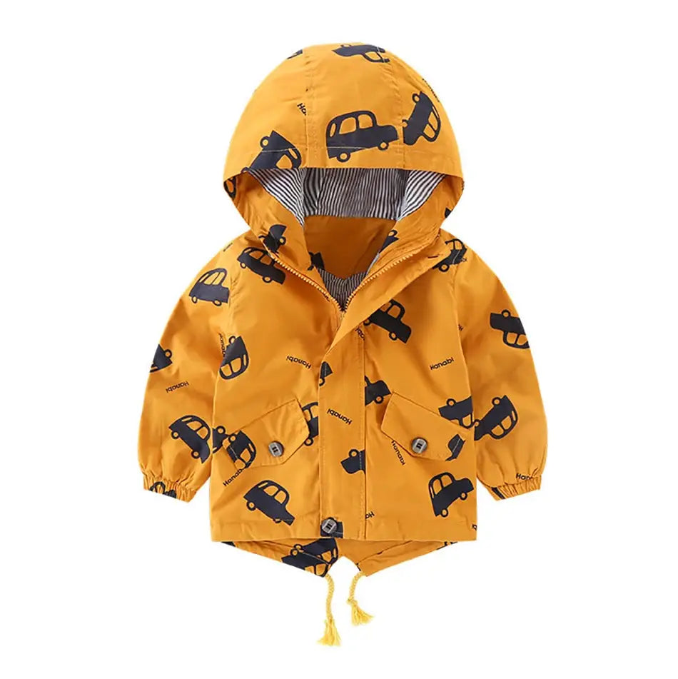 Boys jacket kids thick warm cartoon cars hooded coat