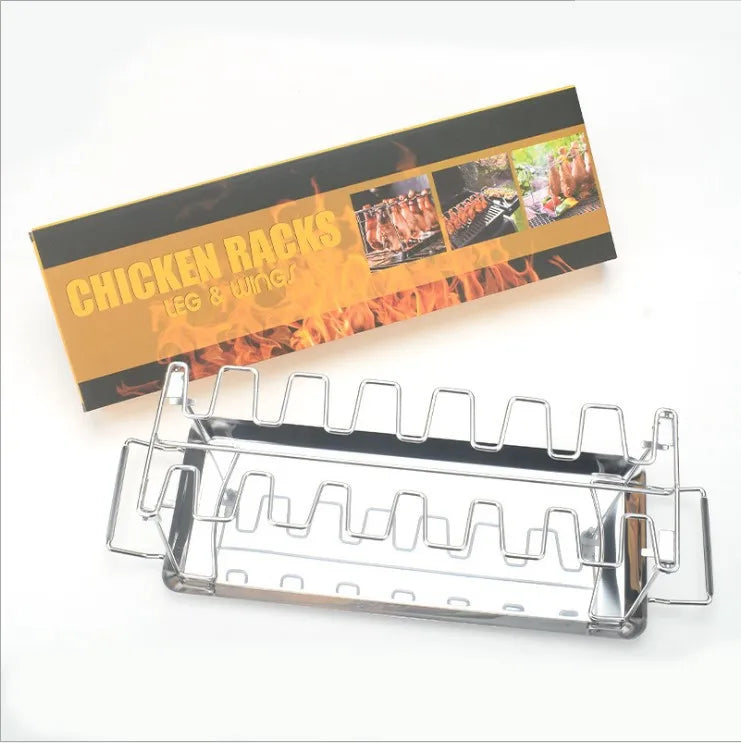 Folding stainless steel grilled chicken leg rack grill bbq