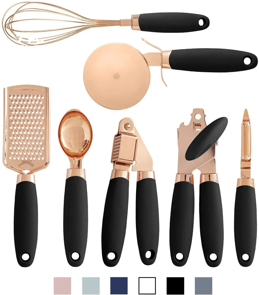 7 pcs kitchen gadget set copper coated stainless steel