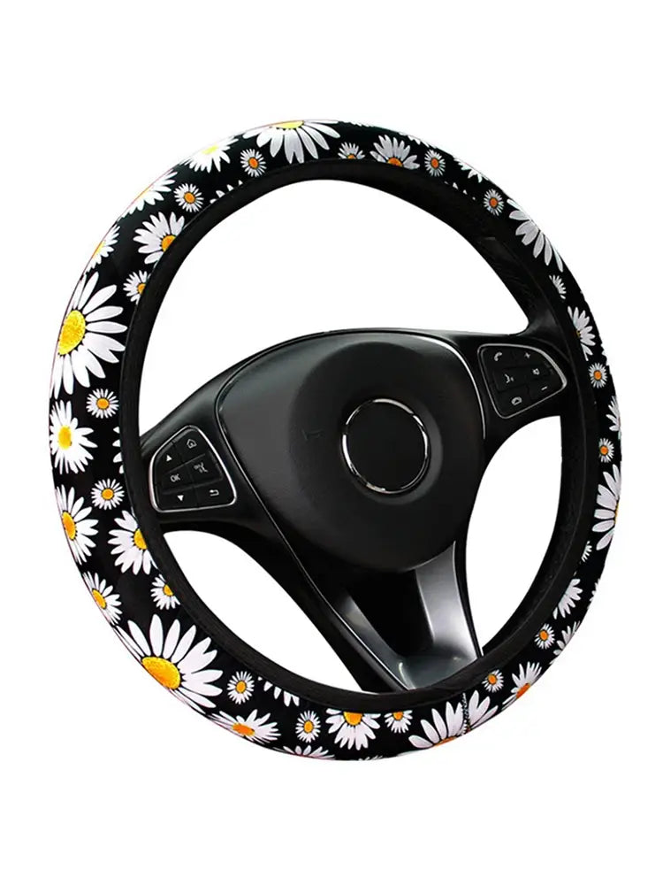 Cute daisy flower car interior decoration knitted steering