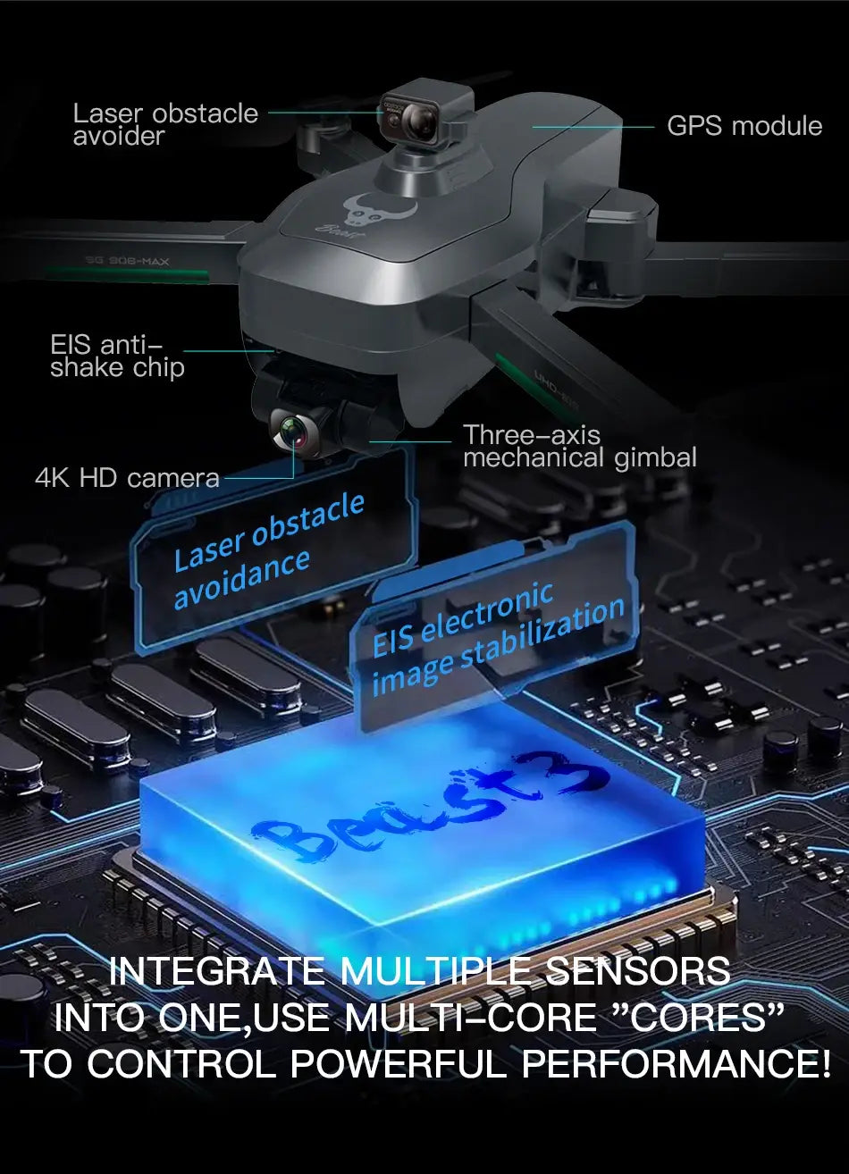 Beast 3 uav sg906max evitación de obstáculos cardán de 3 ejes eis