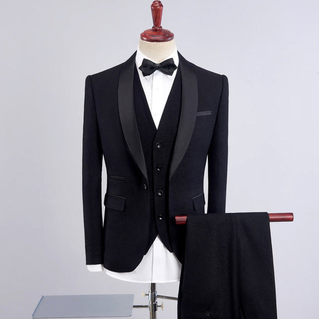 Men's Wedding Suits Shawl Collar 3-Piece Slim Fit Burgundy Suit & Royal Blue Tuxedo Jacket Nexellus