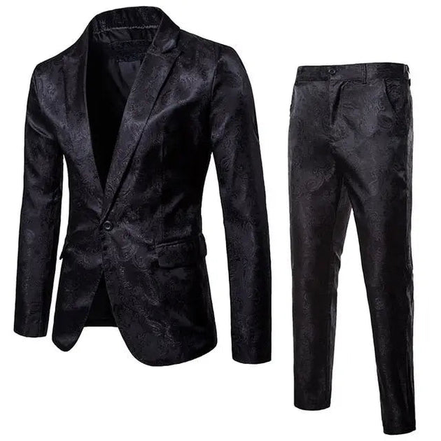 Men wine red nightclub paisley suit (jacket+pants) Nexellus
