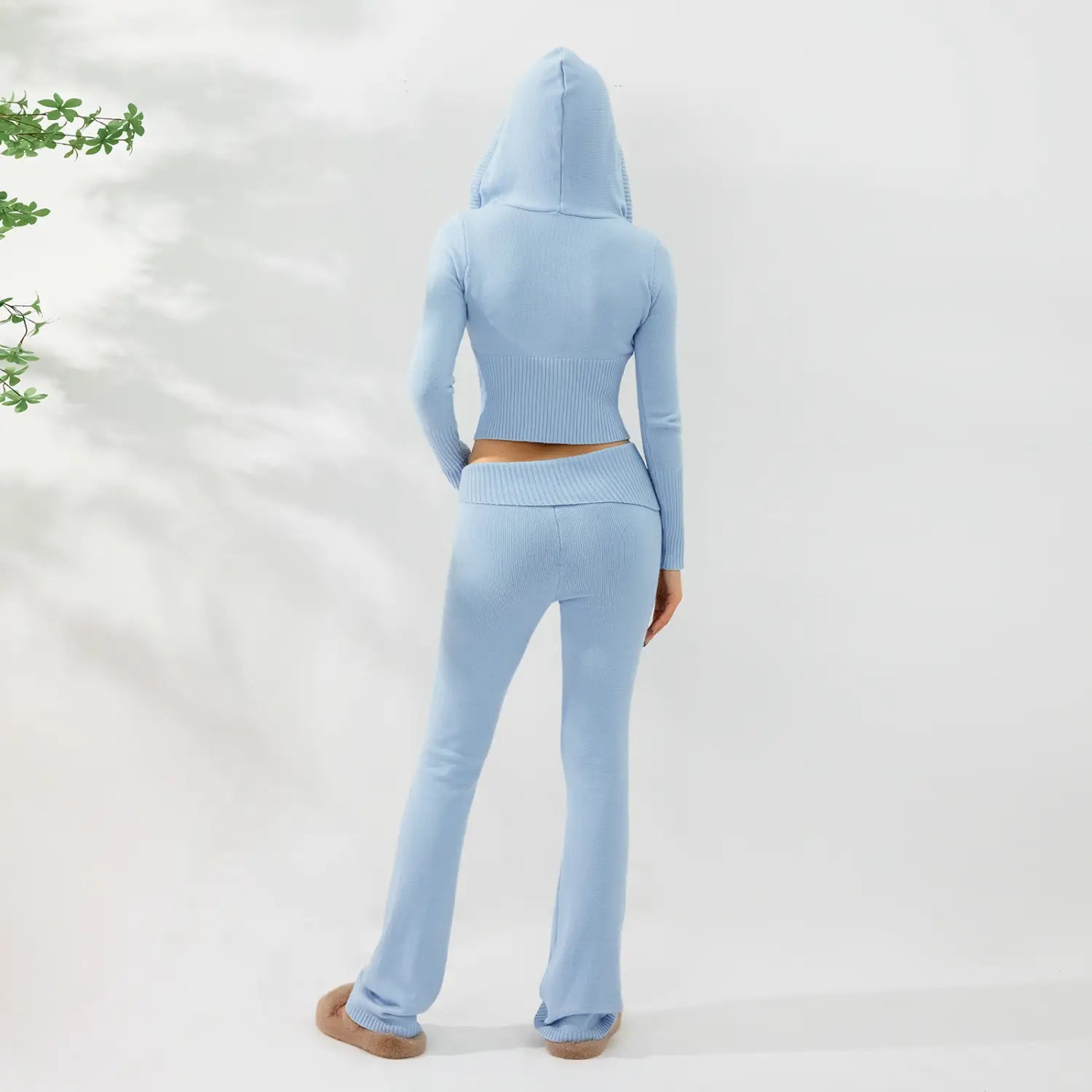 Nouveau costume tricoté à capuche pour femme, à la mode et mignon