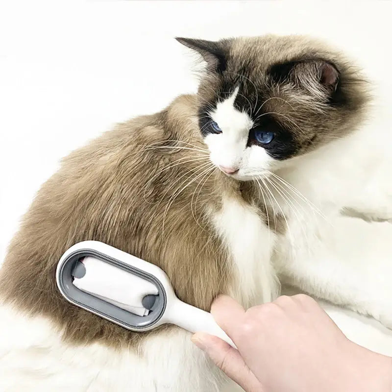 Self-cleaning pet grooming brush - dual-sided sticky comb