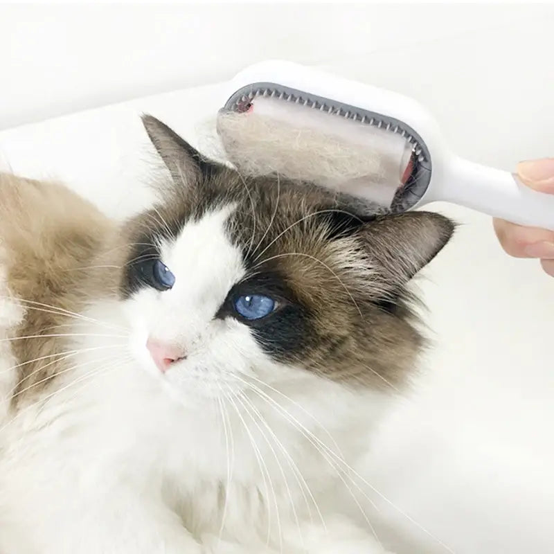 Self-cleaning pet grooming brush - dual-sided sticky comb