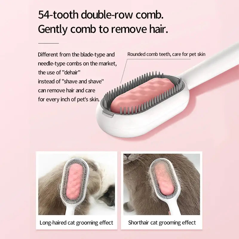 Self-cleaning pet grooming brush - dual-sided sticky comb