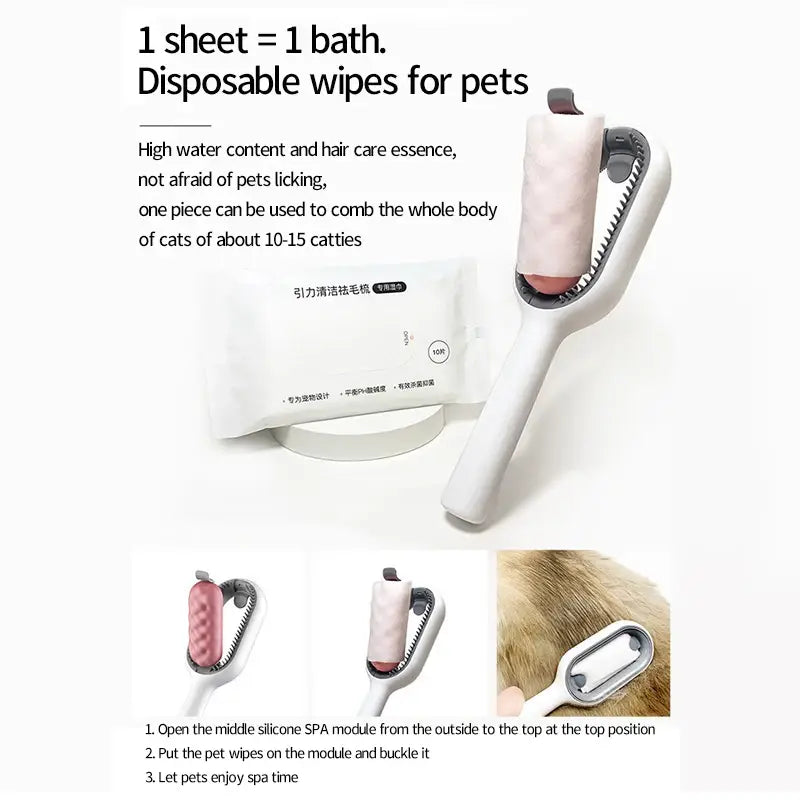 Self-cleaning pet grooming brush - dual-sided sticky comb