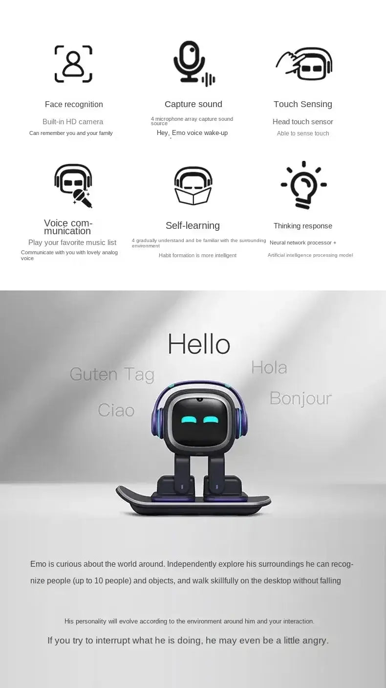 Emo smart talking robot pet voice recognition emotion ai