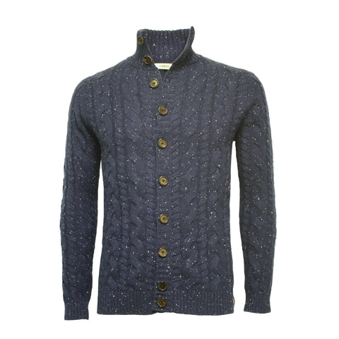 Blue Cashmere Cable Cardigan