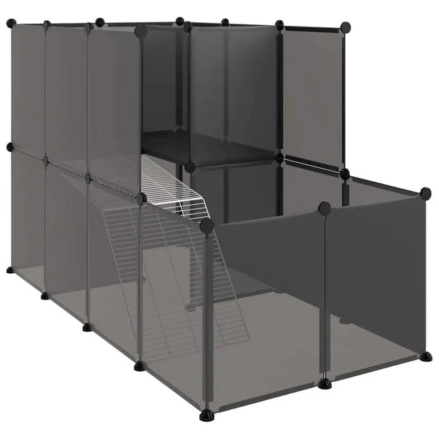 Small animal cage black 142x74x93 cm pp and steel Nexellus