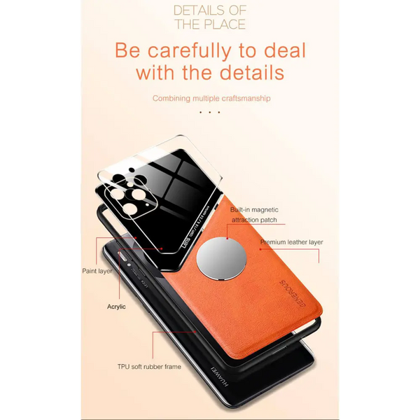 Acrylic + pu leather black case - for iphone 12 / 12 pro