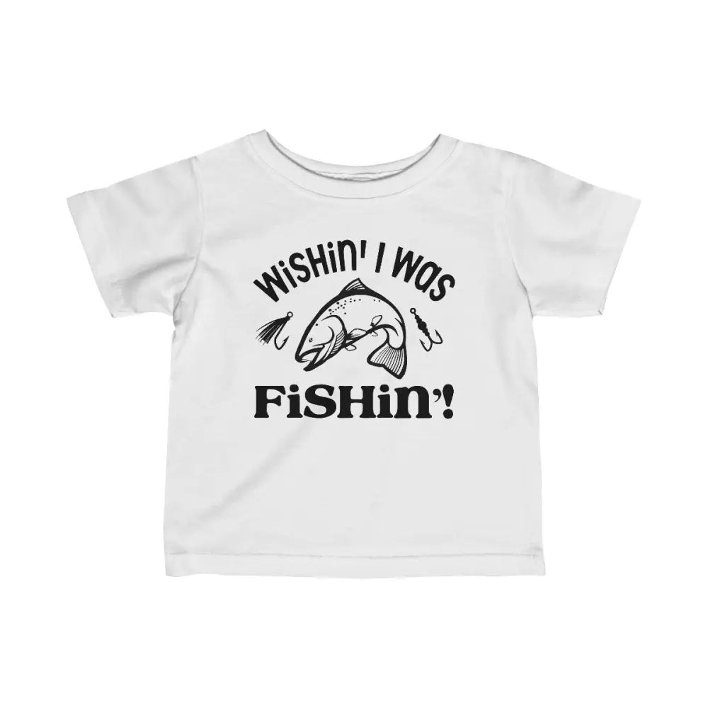 Adorable “wishin’ i was fishin’” infant fine jersey