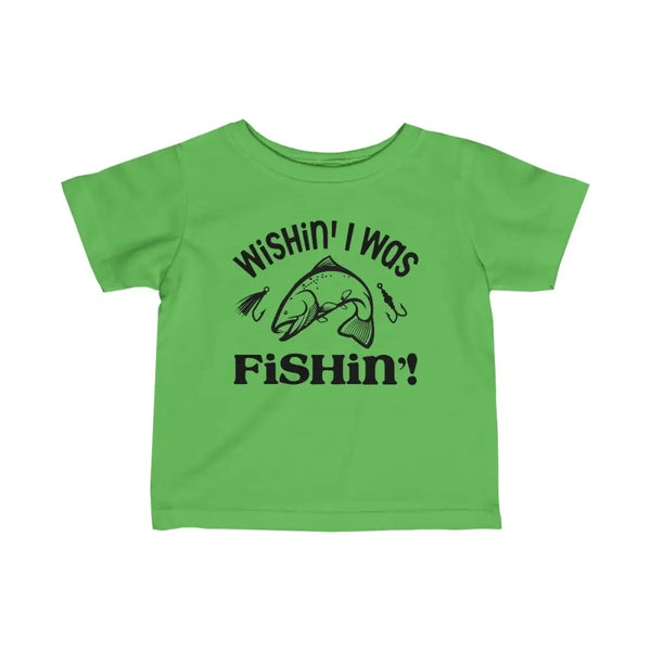 Adorable “wishin’ i was fishin’” infant fine jersey