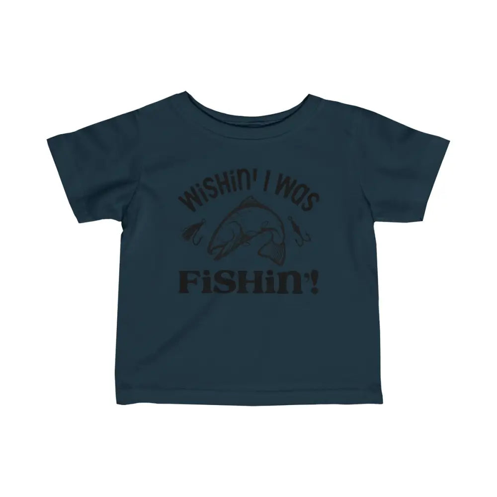 Adorable “wishin’ i was fishin’” infant fine jersey