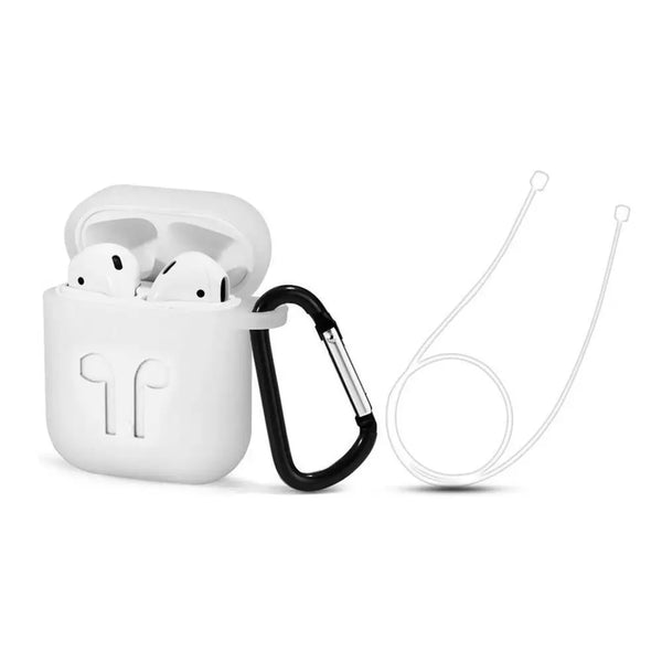 Airpod case with carabiner and rope - white - Computers &