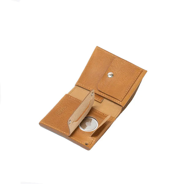 Airtag billfold wallet with coin pouch - Camel