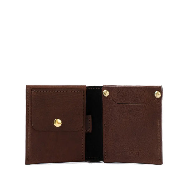 Airtag billfold wallet with coin pouch - Mahogany