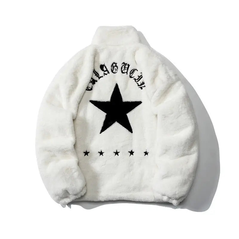 American five pointed star imitation rabbit fur cotton coat for men Nexellus