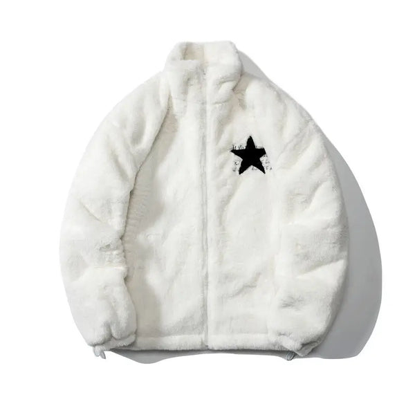 American five pointed star imitation rabbit fur cotton coat for men Nexellus