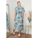 Angel sleeves midi wrap dress in green floral print