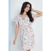 Angel sleeves wrap dress in pink floral print