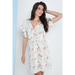 Angel sleeves wrap dress in white floral print