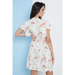 Angel sleeves wrap dress in white floral print