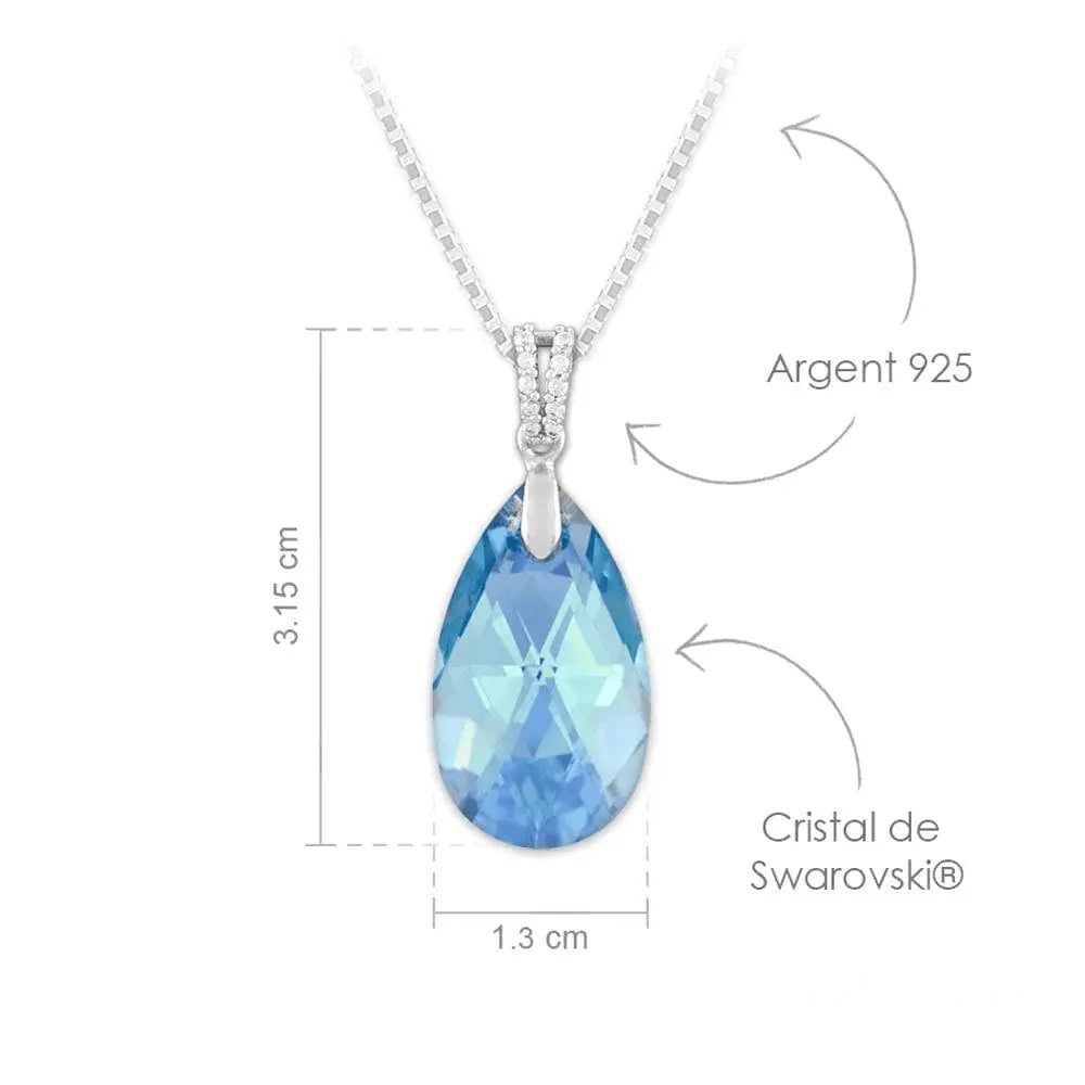 Aquamarine Silver Jewelry Set with Swarovski Crystal - Nexellus