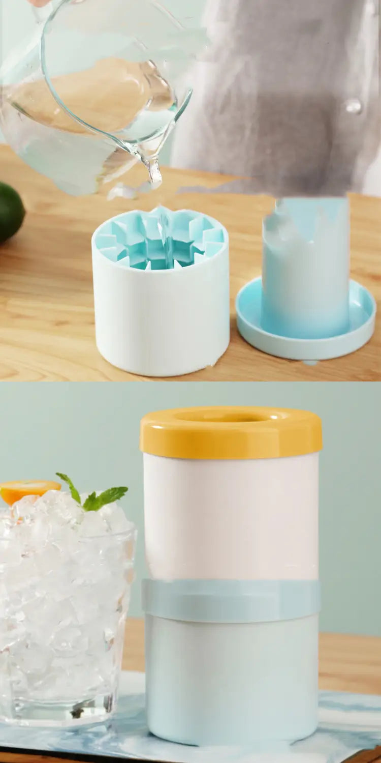 Portable 2 in 1 ice bucket mold with lid space saving cube