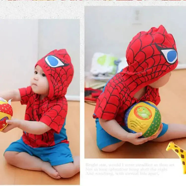 Baby clothes cotton spider man romper superman romper hooded jumpsuit Nexellus