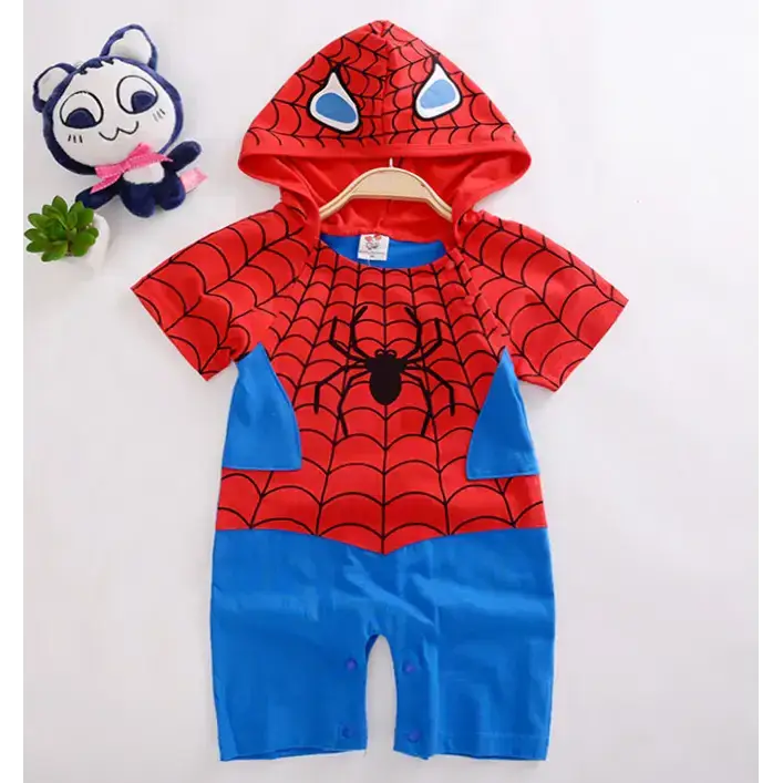 Baby clothes cotton spider man romper superman romper hooded jumpsuit Nexellus