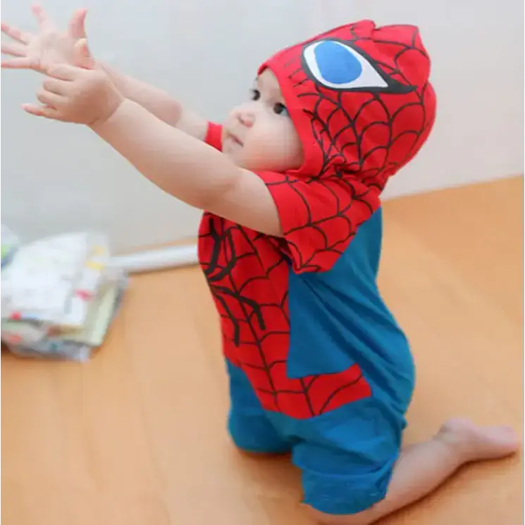 Baby clothes cotton spider man romper superman romper hooded jumpsuit Nexellus